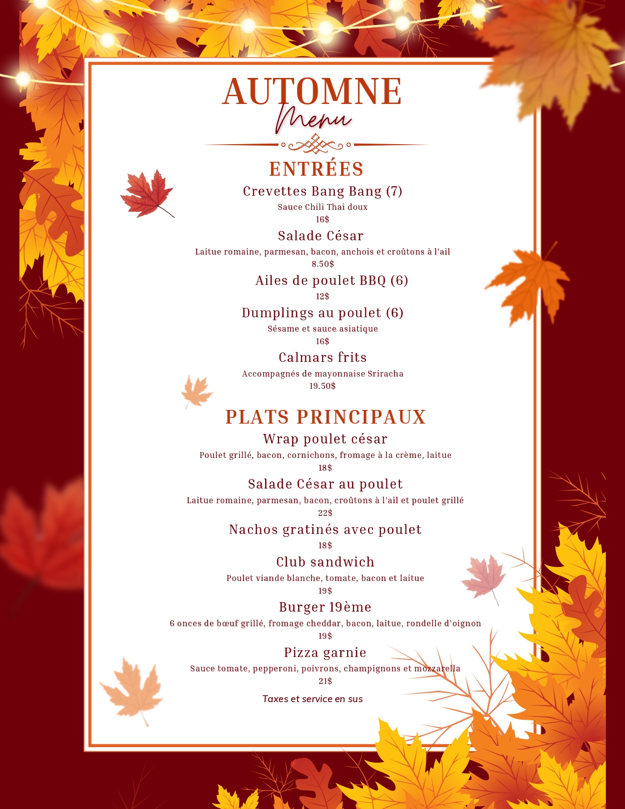 Menu d automne
